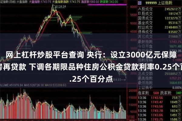 网上杠杆炒股平台查询 央行：设立3000亿元保障性住房再贷款 下调各期限品种住房公积金贷款利率0.25个百分点